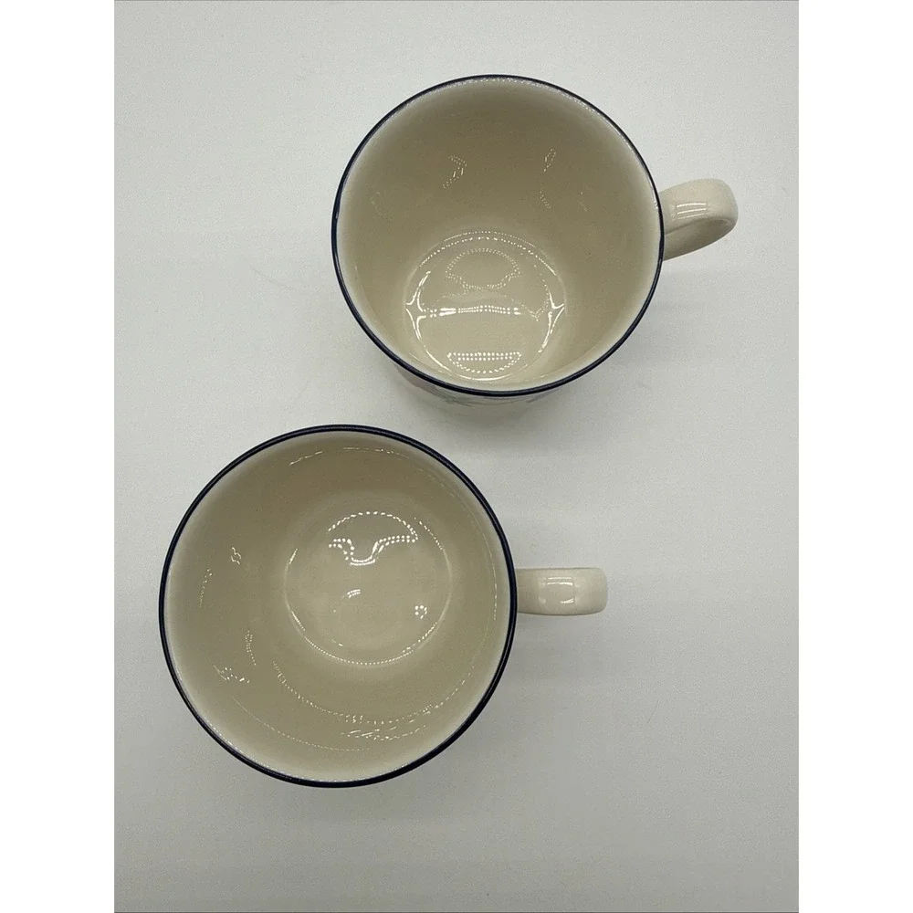 Set Of 2 Retired Lennox Poppies On Blue 8 Ounce Tea/Coffee Cup